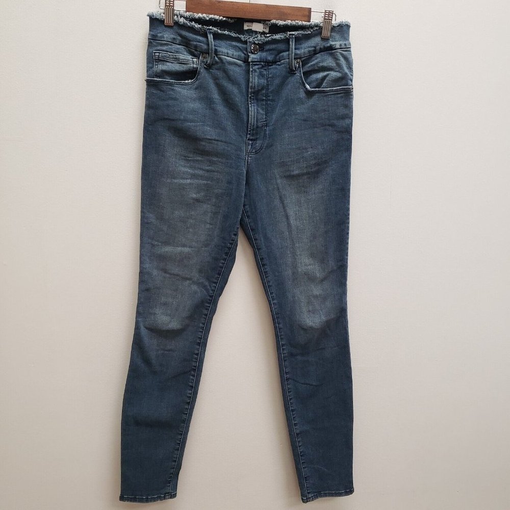 Good American Womens Good Legs Under Fray Waistband Jeans Size 10 Pocket Stretch